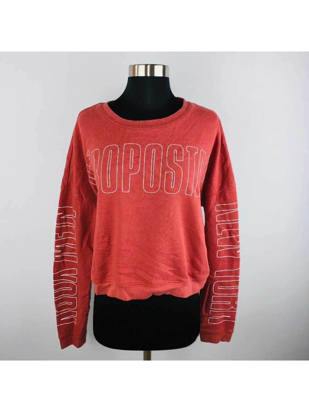 Aeropostale Sweatshirt Womens Muted Orange Long Sleeve Logo New York L*